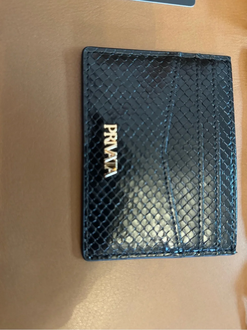 Privata Black Snake-Embossed Card Holder